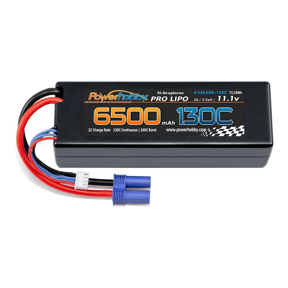 Powerhobby 3S 11.1V 6500mAh 130C Lipo Battery Pack w EC5 Connector Hard Case - PowerHobby