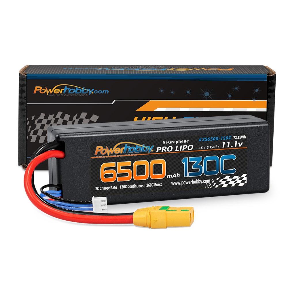 Powerhobby 3S 11.1V 6500mAh 130C Lipo Battery Pack w XT90 Connector Hard Case - PowerHobby