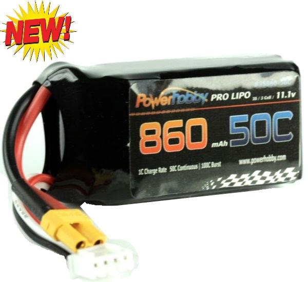 Powerhobby 3S 11.1V 860mAh 50C Lipo Battery XT30 Connector / Plug - PowerHobby