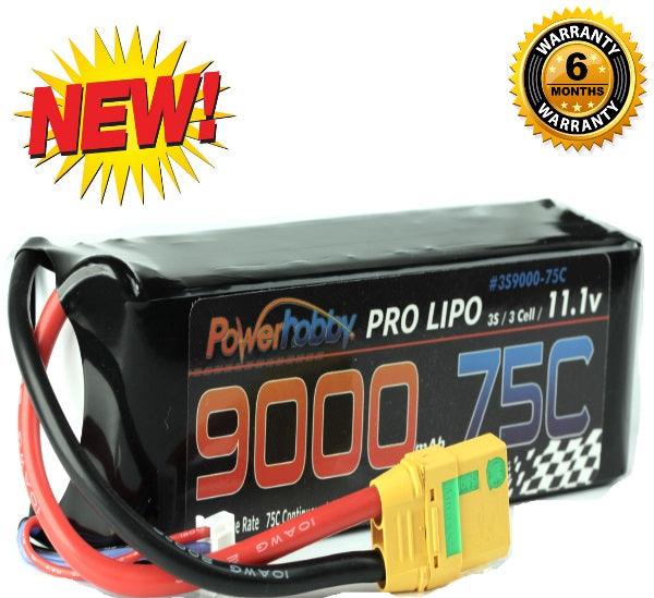 PowerHobby 3S 11.1V 9000mAh 75C Lipo Battery Pack w XT90 Plug - PowerHobby