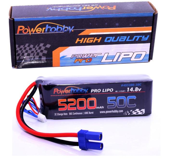 Powerhobby 4S 14.8V 5200mAh 50C Lipo Battery Soft Case 4-Cell w EC5 Plug - PowerHobby