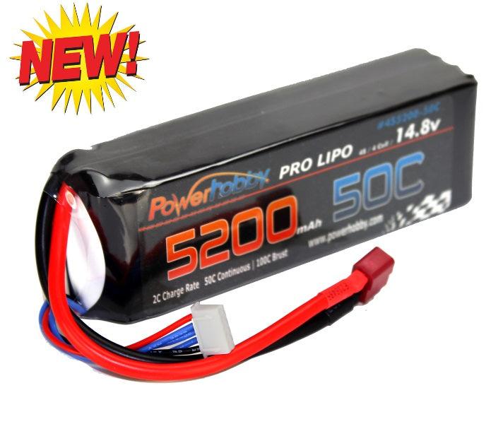 Powerhobby 4s 14.8V 5200mah 50c Lipo Baterry w Deans Plug Soft Case 4-Cell - PowerHobby