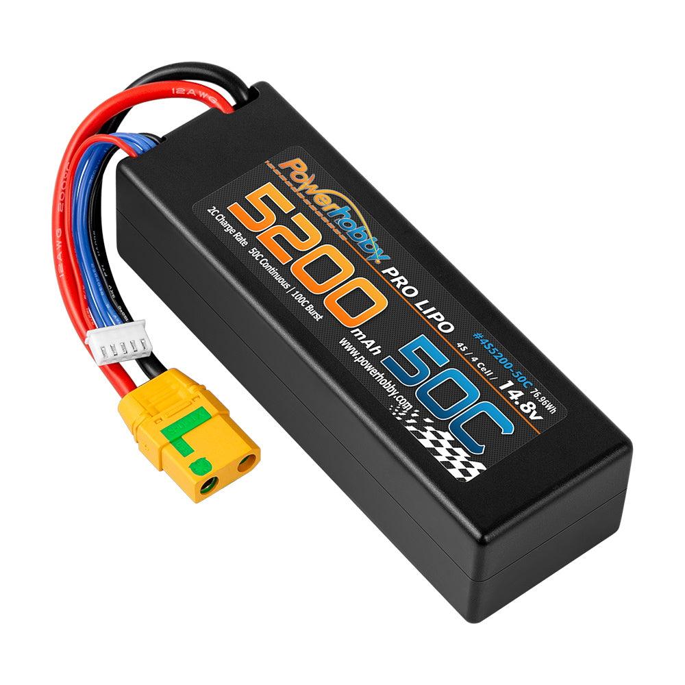 Powerhobby 4s 14.8v 5200mah 50c Lipo Battery w XT90 Plug Hard Case LCG - PowerHobby