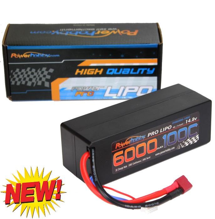 Powerhobby 4s 14.8v 6000mah 100c Lipo Battery w Deans plug Hard Case - PowerHobby