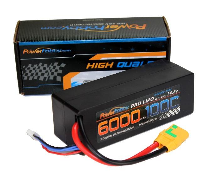 Powerhobby 4s 14.8v 6000mah 100c Lipo Battery w XT90 Plug Hard Case 4-cell - PowerHobby
