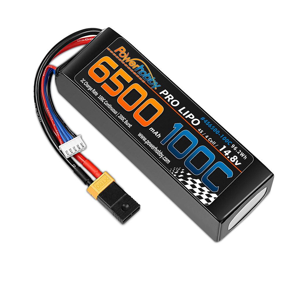 Powerhobby 4s 14.8v 6500mah 100c Lipo Battery w XT60 Plug + Adapter - PowerHobby