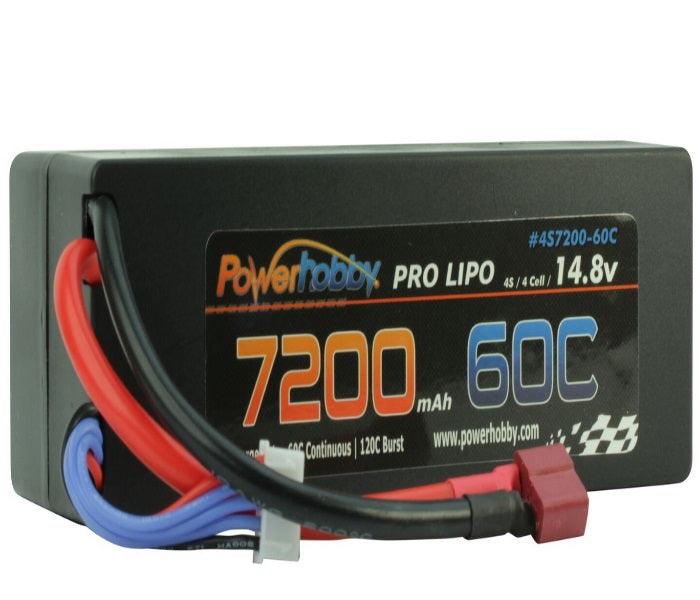 PowerHobby 4S 14.8V 7200mAh 60C-120C Lipo Battery Deans Plug 4-Cell Hard Case - PowerHobby