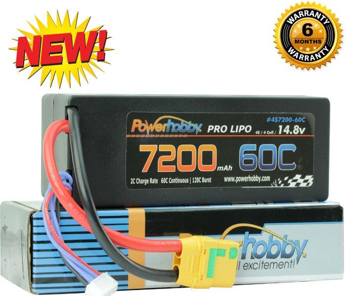 PowerHobby 4S 14.8V 7200mAh 60C-120C Lipo Battery XT90 Plug 4-Cell Hard Case - PowerHobby