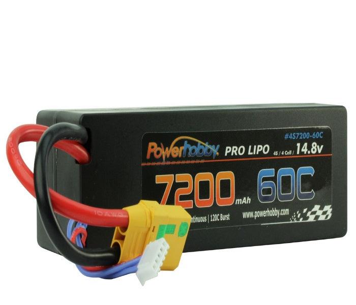 PowerHobby 4S 14.8V 7200mAh 60C-120C Lipo Battery XT90 Plug 4-Cell Hard Case - PowerHobby