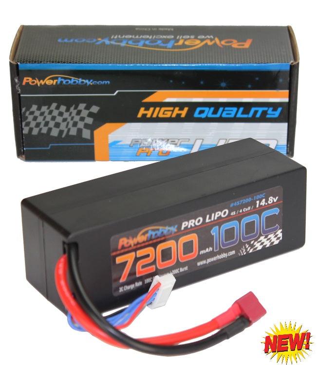 Powerhobby 4s 14.8v 7200mah 100c Lipo Battery w Deans Plug Hard Case 4-Cell - PowerHobby