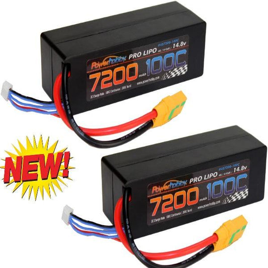 Powerhobby 4s 14.8v 7200mah 100c Lipo Battery w XT90 Hard Case (2 Pack ) 4-Cell - PowerHobby