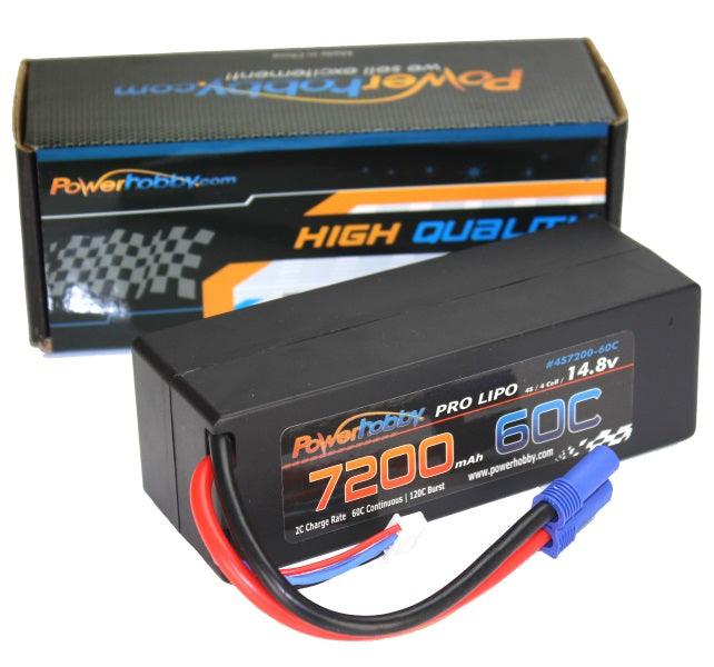 PowerHobby 4S 14.8V 7200mAh 60C-120C Lipo Battery EC5 Plug 4-Cell Hard Case - PowerHobby