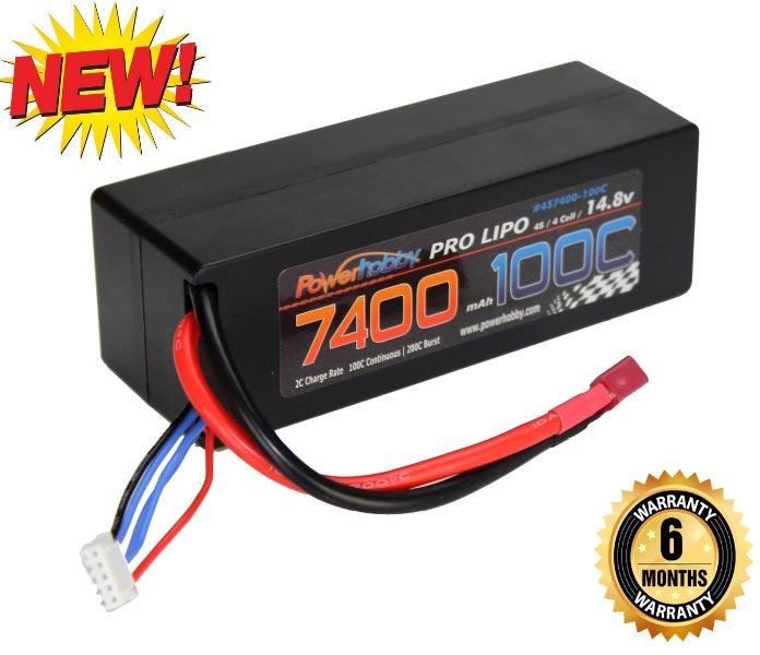 PowerHobby 4S 14.8V 7400mAh 100C-200C Lipo Battery Deans Plug 4-Cell Hard Case - PowerHobby