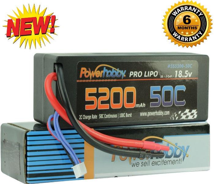 Powerhobby 5S 18.5V 5200mAh 50C Lipo Battery Hard Case 5-Cell - PowerHobby