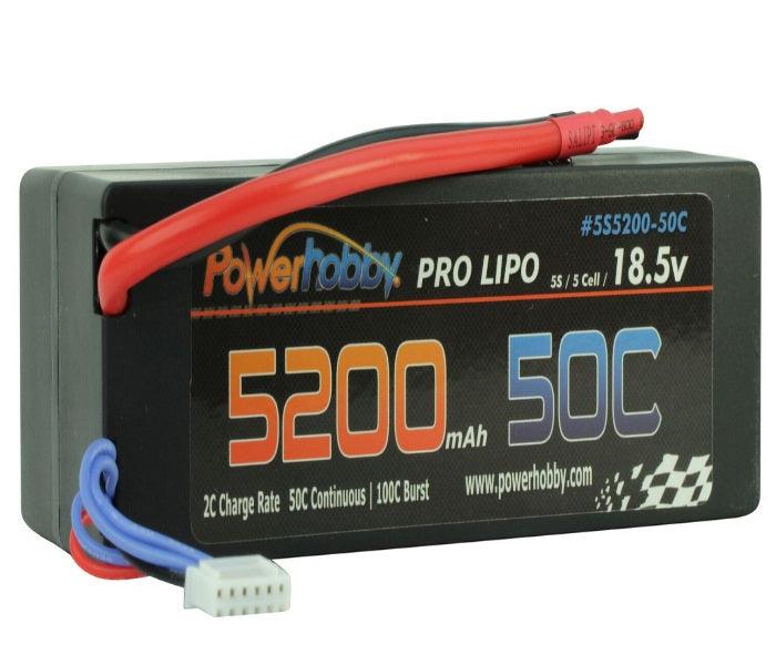 Powerhobby 5S 18.5V 5200mAh 50C Lipo Battery Hard Case 5-Cell - PowerHobby