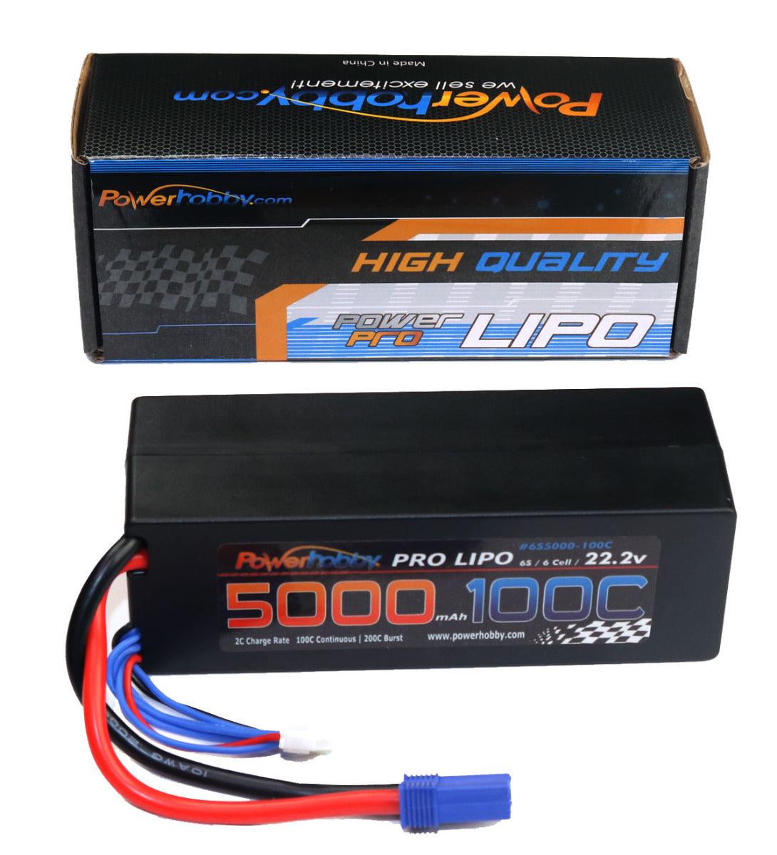 Powerhobby 6s 22.2v 5000mah 100c Lipo Battery w EC5 Plug Hard Case 6-Cell - PowerHobby