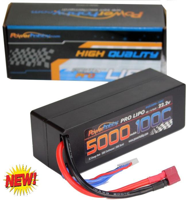 Powerhobby 6s 22.2v 5000mah 100c Lipo Battery w Deans Plug Hard Case 6-Cell - PowerHobby
