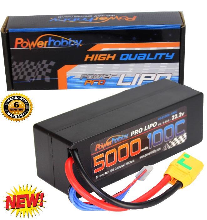 Powerhobby 6s 22.2v 5000mah 100c Lipo Battery w Xt90 Plug Hard Case 6-Cell - PowerHobby