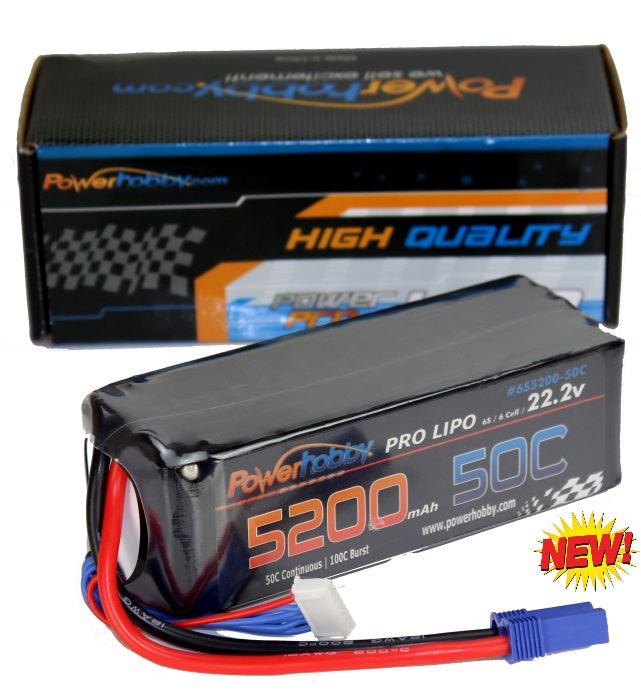 Powerhobby 6S 22.2V 5200mAh 50C Lipo Battery w EC5 Plug Soft Case 6-cell - PowerHobby