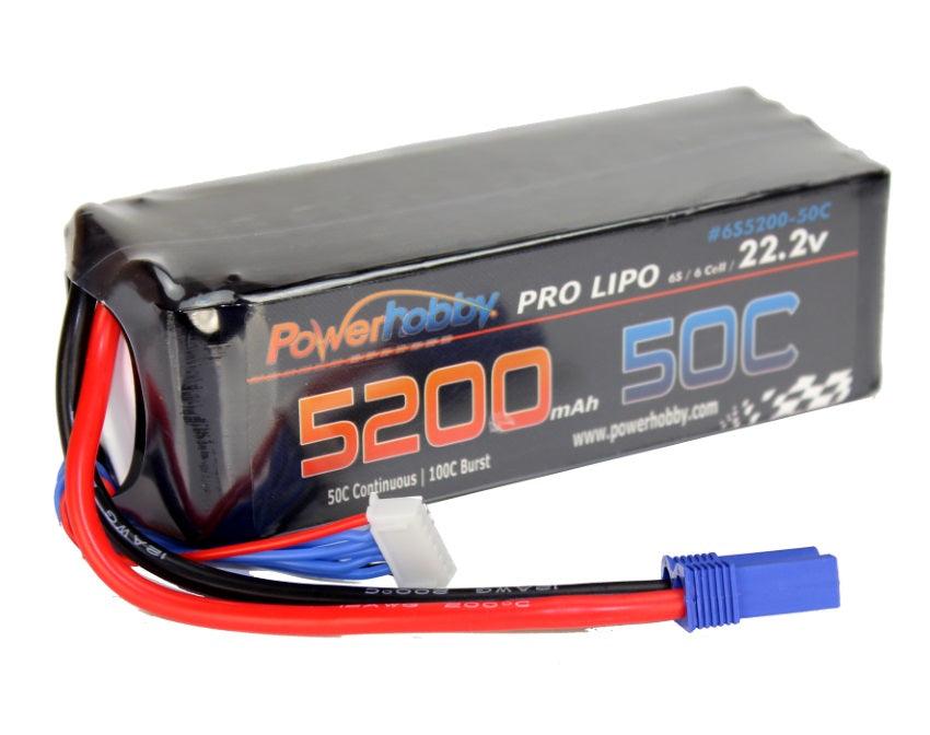 Powerhobby 6S 22.2V 5200mAh 50C Lipo Battery w EC5 Plug Soft Case 6-cell - PowerHobby