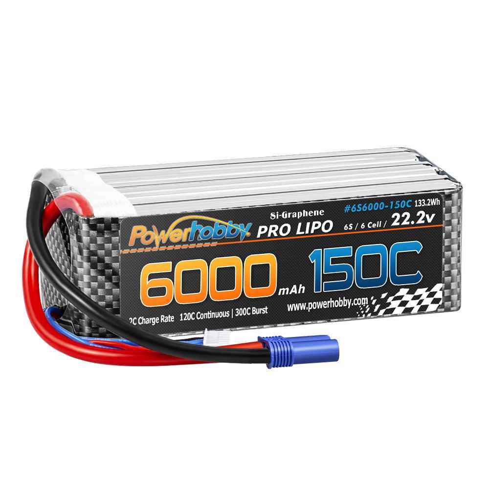 Powerhobby XTREME 6s 22.2V 6000mah 150C-300C Lipo Battery With EC5 Plug 6-Cell - PowerHobby