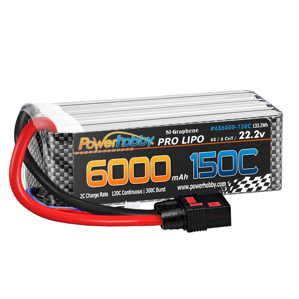 Powerhobby XTREME 6s 22.2V 6000mah 150C-300C Lipo Battery W QS8 Plug 8AWG Wire - PowerHobby