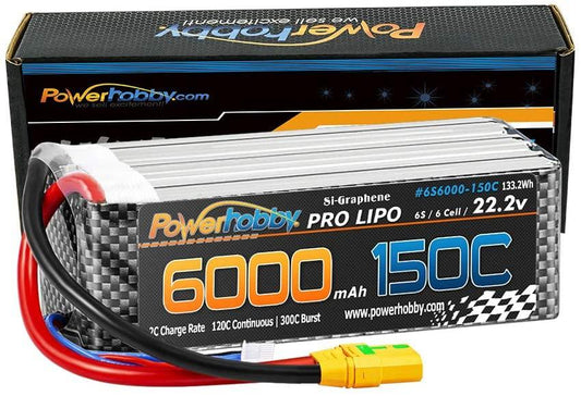 Powerhobby XTREME 6s 22.2V 6000mah 150C-300C Lipo Battery With XT90 Plug 6-Cell - PowerHobby