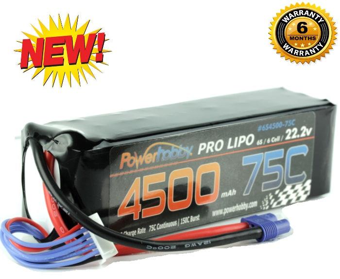 Powerhobby 6S 22.2V 4500mAh 75C Lipo Battery w EC3 Plug Goblin T-Rex 600 / 700 - PowerHobby