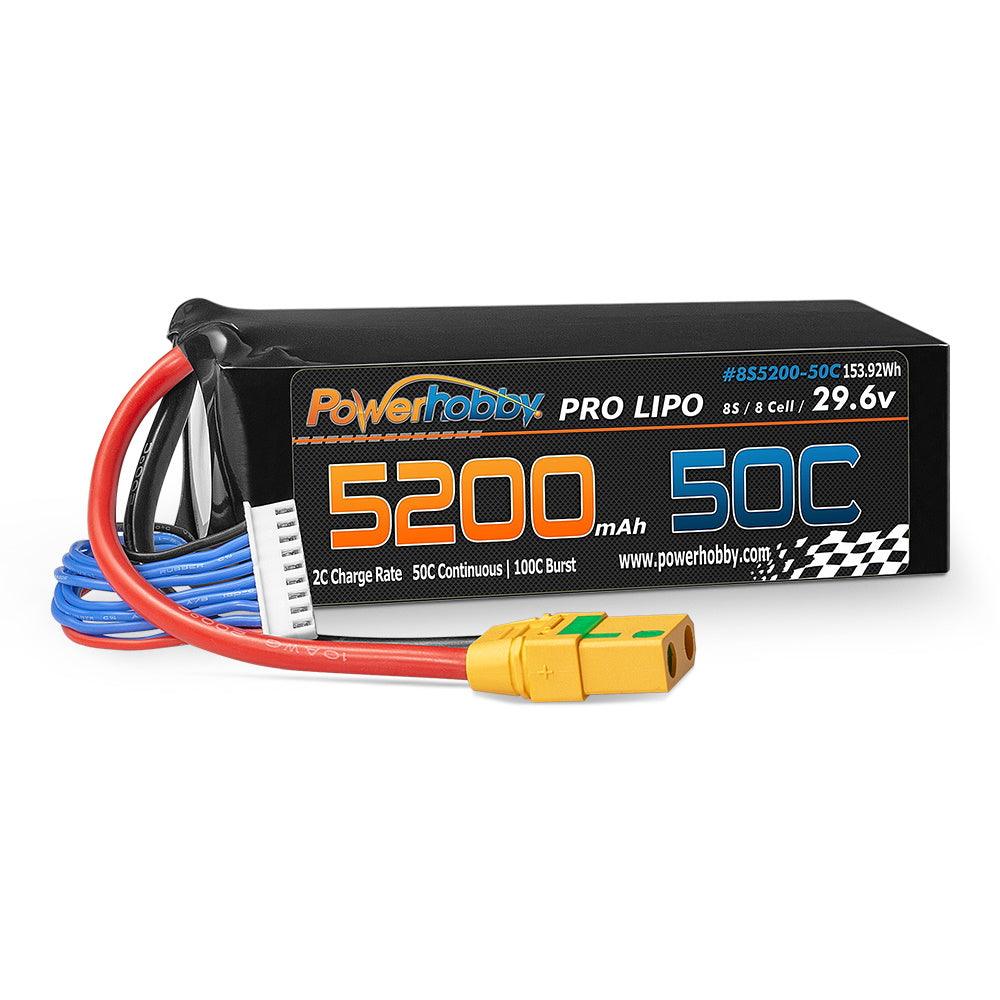 Powerhobby 8S 29.6V 5200mah 50c Lipo Battery w XT90 Plug - PowerHobby