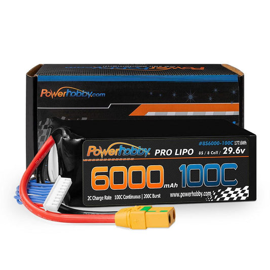 Powerhobby 8S 29.6V 6000mah 100c Lipo Battery w XT90 Plug - PowerHobby