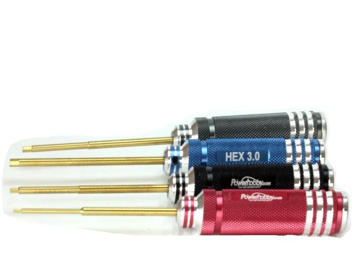 Powerhobby Metric Hex Driver Wrench Set Magnetic (4) (1.5, 2.0, 2.5, 3.0) - PowerHobby