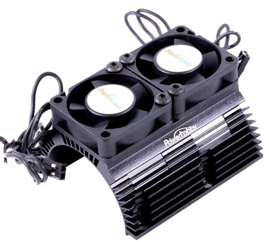 Powerhobby Heat Sink w Twin Turbo High Speed Cooling Fans 1/8 Motors Black - PowerHobby
