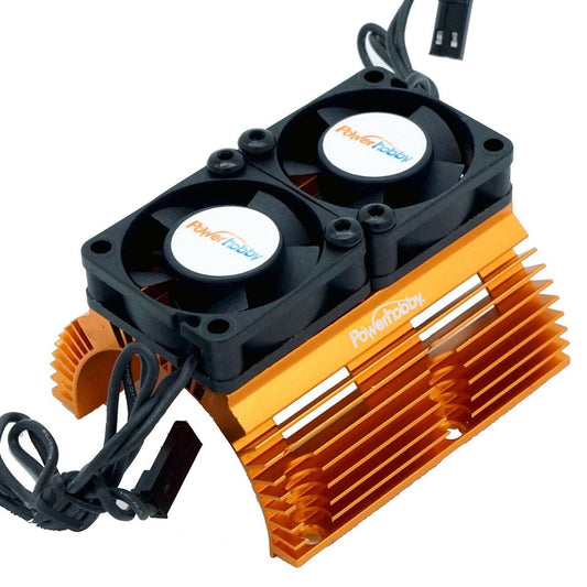 Powerhobby Heat Sink w Twin Turbo High Speed Cooling Fans 1/8 Motors Orange - PowerHobby