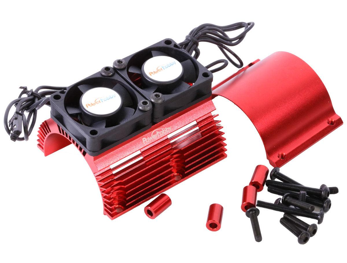 Powerhobby Heat Sink w Twin Turbo High Speed Cooling Fans 1/8 Motors RED - PowerHobby