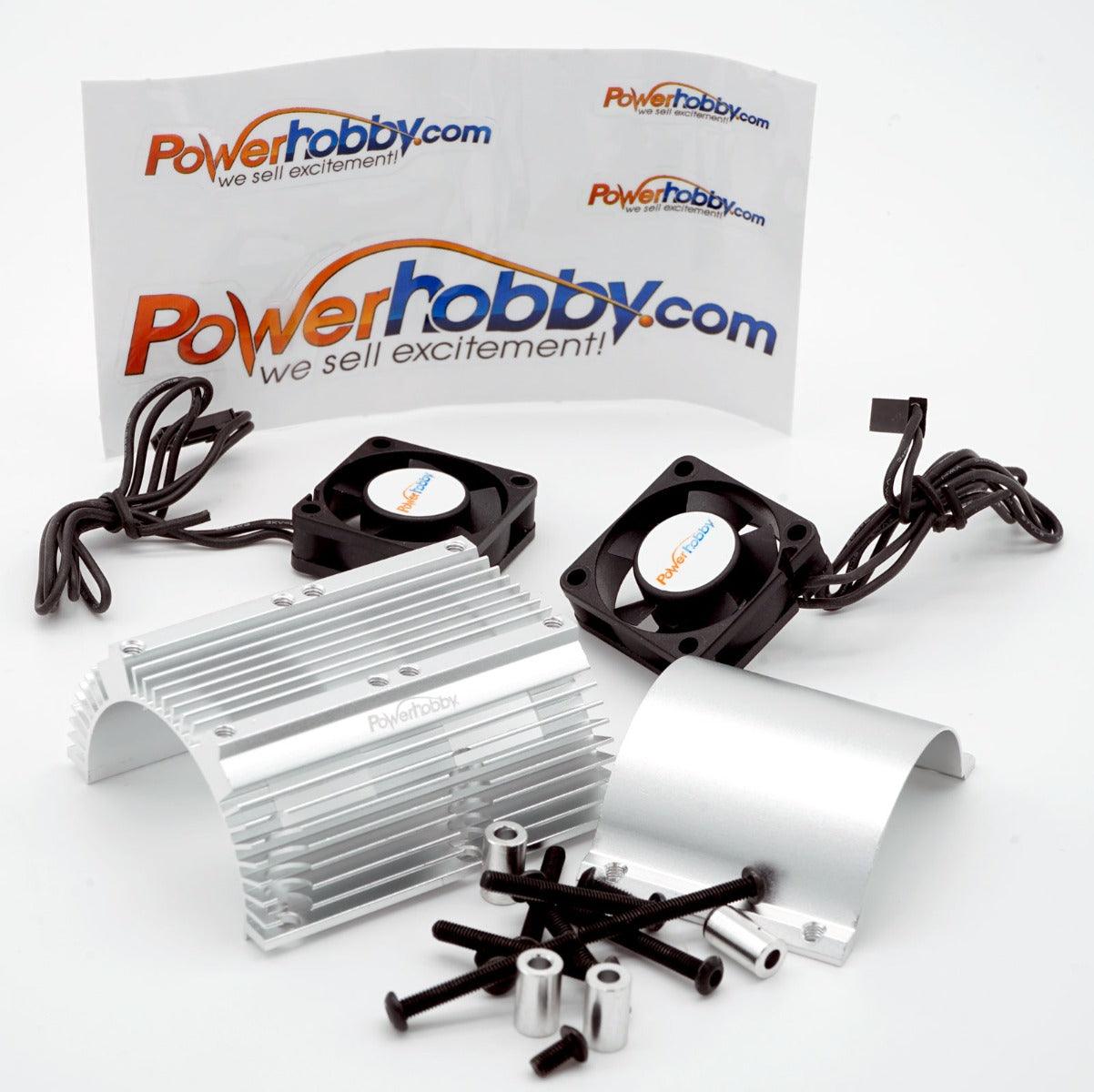 Powerhobby Heat Sink w Twin Turbo High Speed Cooling Fans 1/8 Motors Silver - PowerHobby