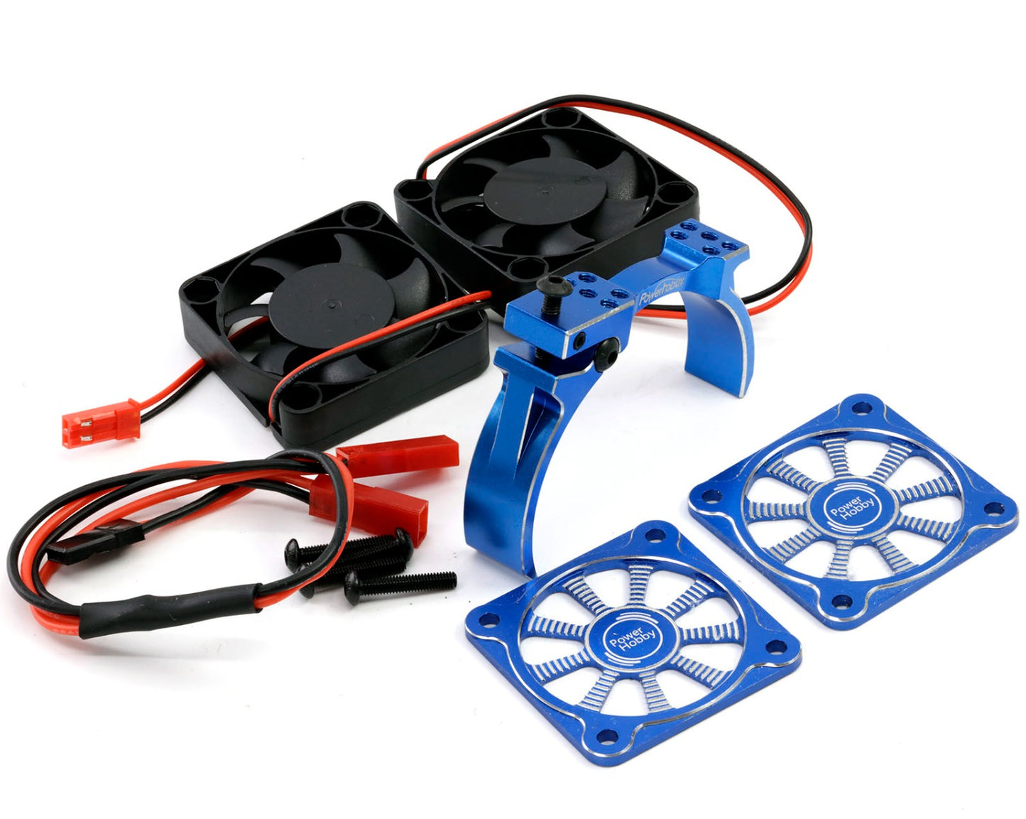 Powerhobby Aluminum Dual High Speed Cooling Fans Blue FOR 1/5 Motor - PowerHobby