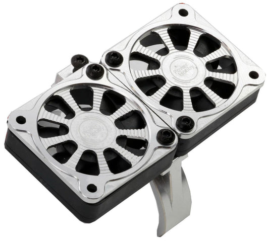 Powerhobby 1/8 Aluminum Heatsink 40mm Dual High Speed Cooling Fans w/Cover Silver - PowerHobby