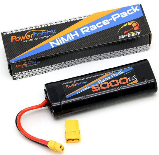 Powerhobby 7.2V 6-Cell 5000mah Nimh Flat Battery Pack w XT60 + Adapter - PowerHobby