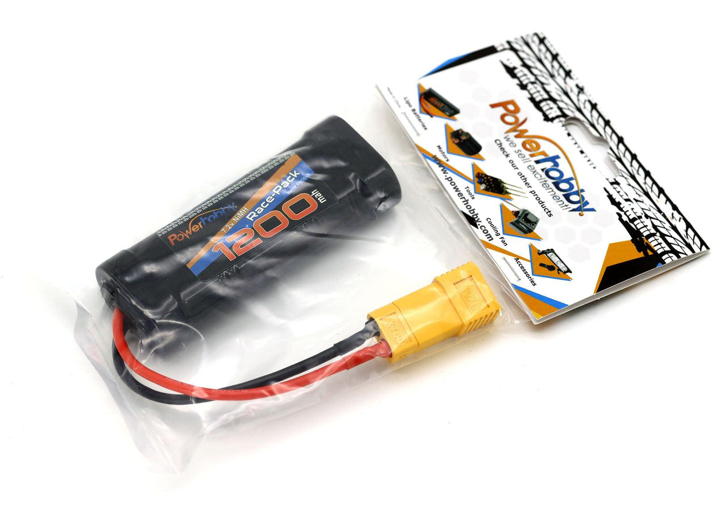 Powerhobby 7.2V 6-Cell 1200mah Nimh Flat Battery Pack w XT60 + Adapter - PowerHobby