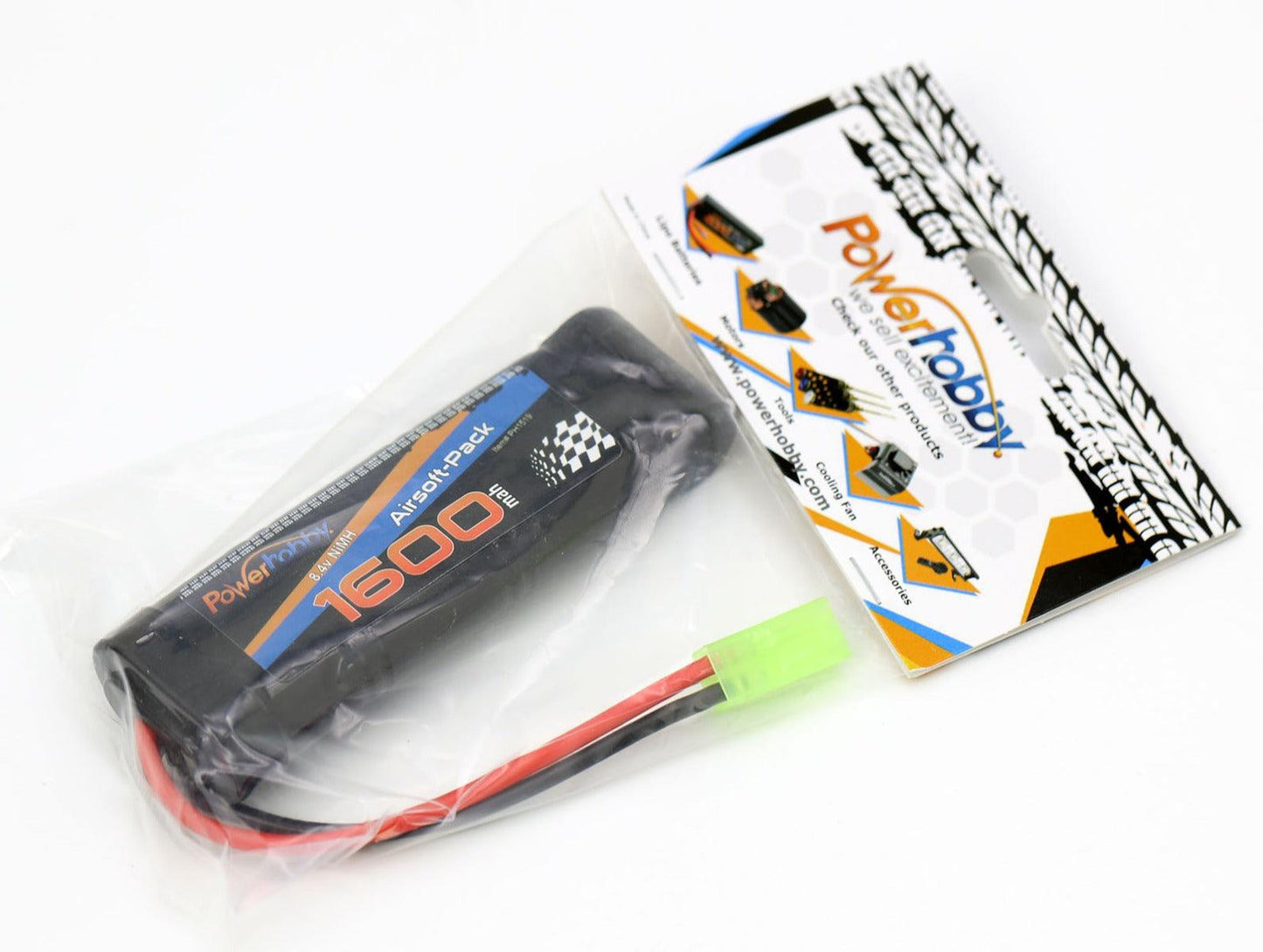 Powerhobby 8.4V 1600mAh Airsoft Battery NiMH Flat Battery Pack with Mini Tamiya - PowerHobby