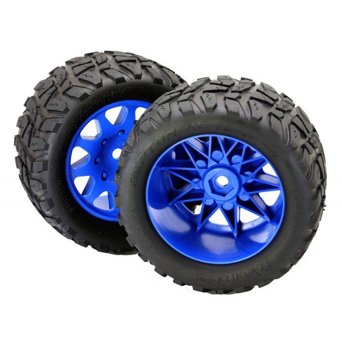 Powerhobby Raptor XL Belted Tires Viper Wheels (4) Arrma Kraton Outcast 8S BLUE - PowerHobby