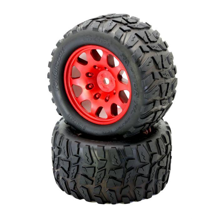 Powerhobby Raptor XL Belted Tires Viper Wheels (4) Arrma Kraton Outcast 8S RED - PowerHobby