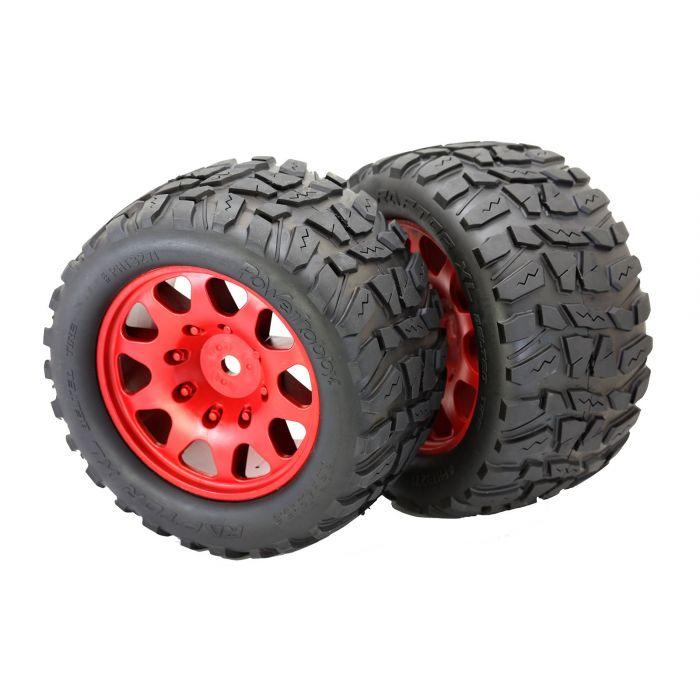 Powerhobby Raptor XL Belted Tires Viper Wheels (4) Arrma Kraton Outcast 8S RED - PowerHobby