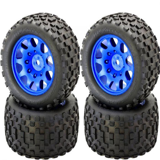 Powerhobby SCORPION XL Belted Tires Viper Wheels 4 Arrma Kraton OUTCAST 8S BLUE - PowerHobby