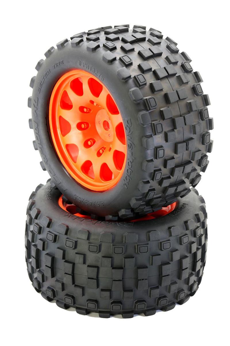 Powerhobby SCORPION XL Belted Tires / Viper Wheels (4) FOR Traxxas X-Maxx ORANGE - PowerHobby