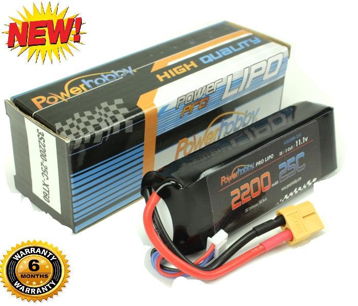Powerhobby 3S 11.1V 2200mAh 25C Lipo Battery Pack w Xt60 Plug - PowerHobby