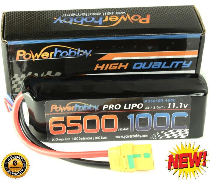 Powerhobby 3S 11.1V 6500mAh 100C Lipo Battery Pack w XT90 Connector Soft Case - PowerHobby