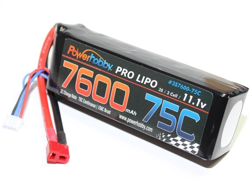 Powerhobby 3S 11.1V 7600mAh 75C Lipo Battery Soft Case w Deans Plugs 3-Cell - PowerHobby