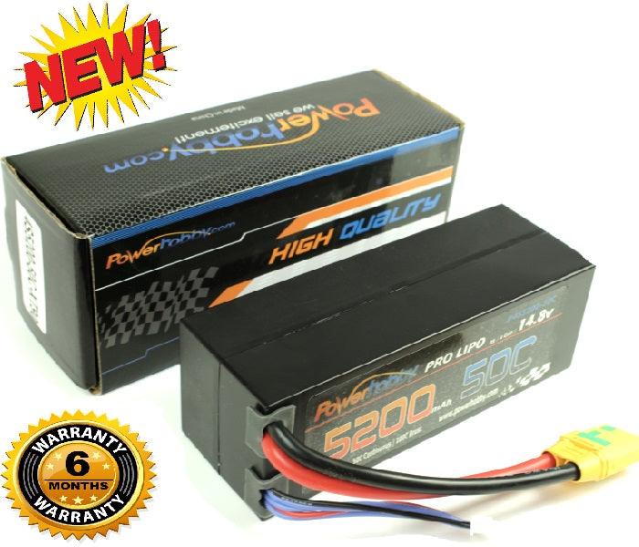 Powerhobby 4S 14.8V 5200mAh 50C Lipo Battery Hard Case 4-Cell w XT90 Plug - PowerHobby