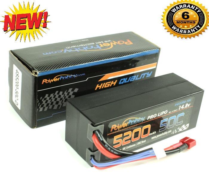 Powerhobby 4S 5200mAh 50C-100 Lipo Battery HardCase w Deans Plugs - PowerHobby
